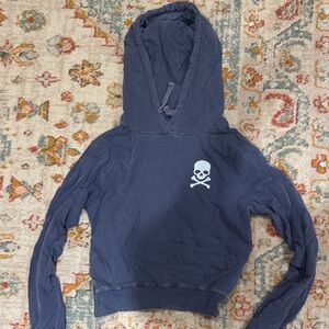 soulcycle Navy Hoodie with White Skull Graphic